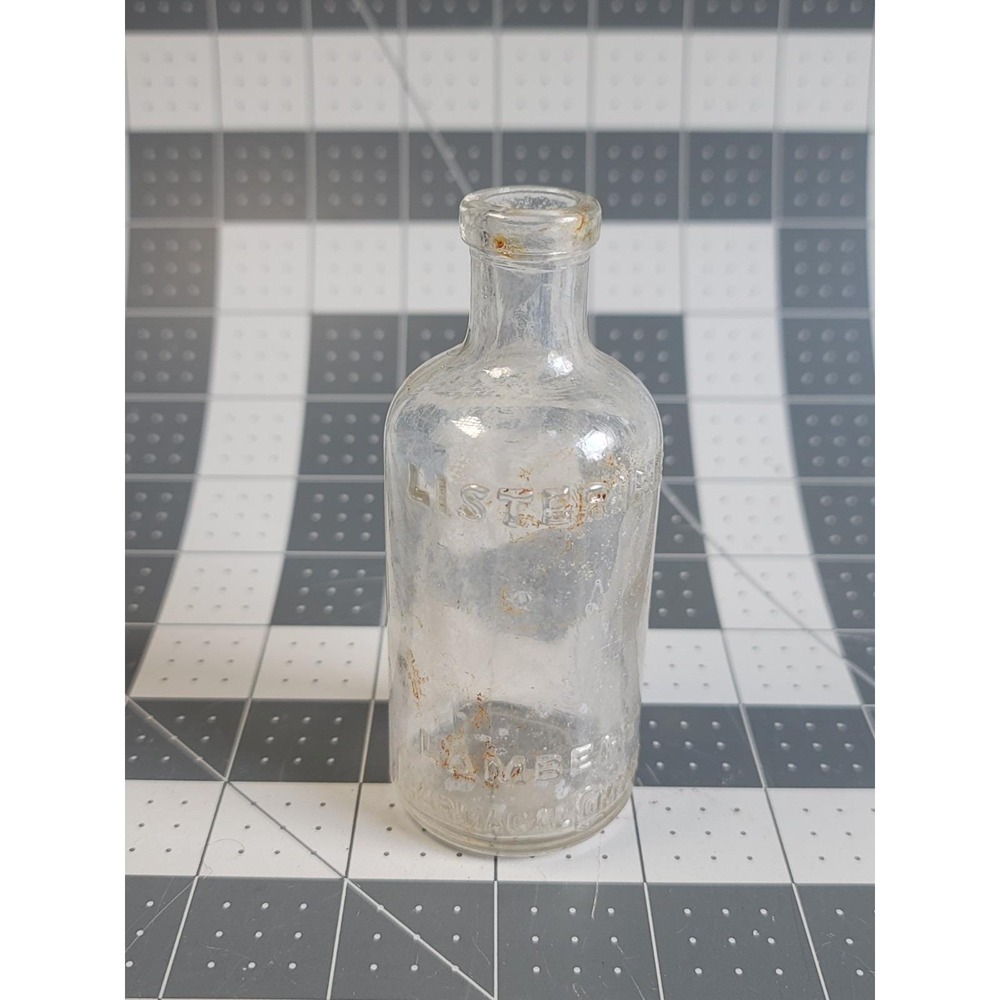 Vintage Embossed Glass Listerine Mouthwash Lambert Pharmacal Co. Bottle